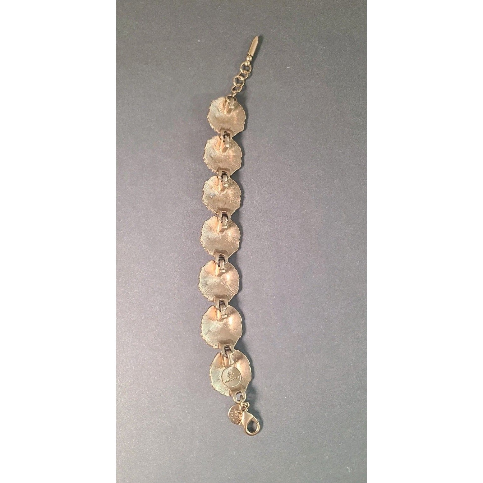 Rare Vintage Loren Hope Goldtone Textured Mcm Sand Dollar Bracelet — image 6 of 8